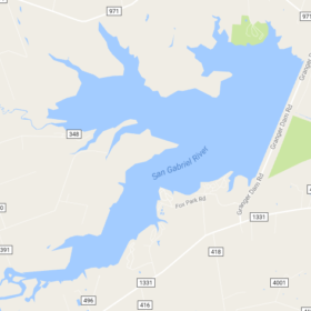 A map of Granger Lake, A great place to duck hunt in Central Texas